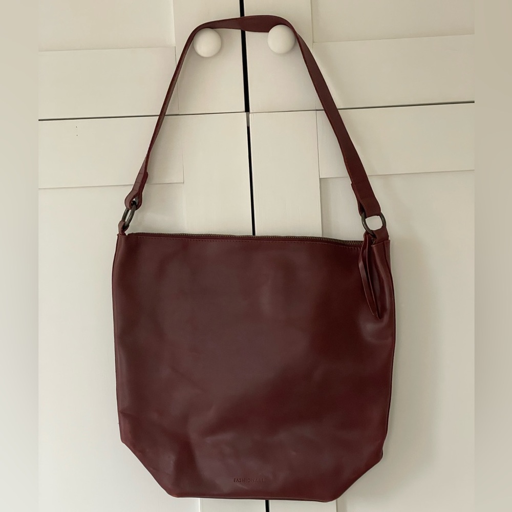 Able Burgundy Leather Shoulder Bag